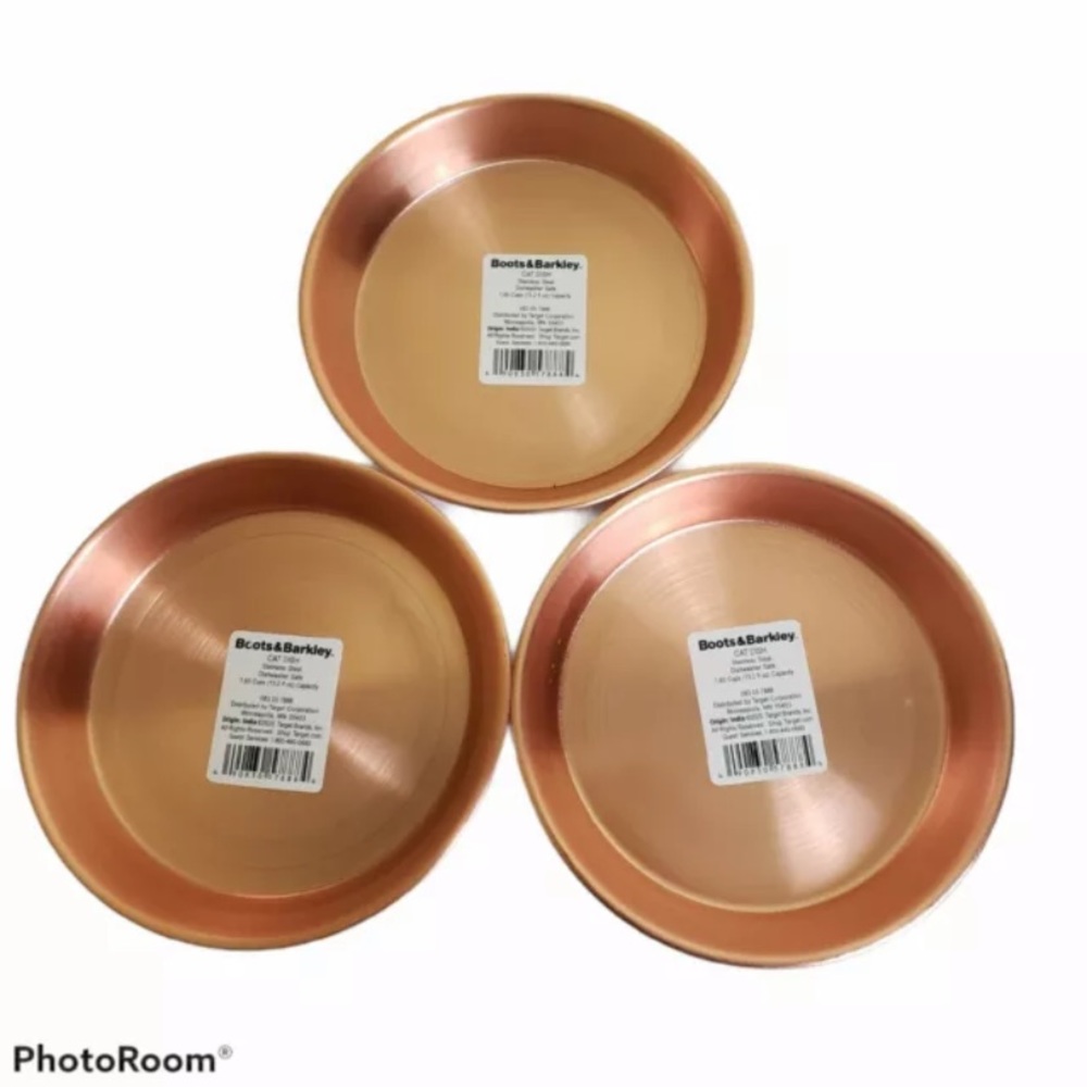 Bundle of 3 x Boots & Barkley Copper Pet Dishes NEW